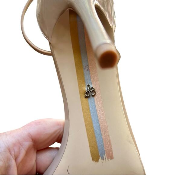 Like new Sam Edelman Patti  nude patent leather strappy heels sz 8.5 - Picture 9 of 10